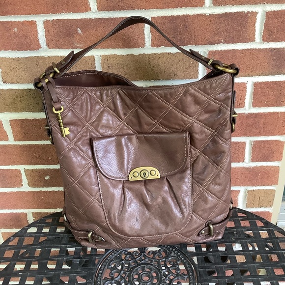 Fossil Bags Fossil Maya Leather Quilted Hobo Handbag Poshmark